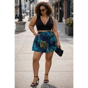 Apt. 9 Panel Pleated Skirt Size 14 Teal Floral Lined Spring Fall Y2K Retro NWT